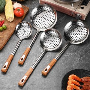 Utensilios de Cocina de Acero Inoxidable, Juego de Cucharas y Espátulas con Mango de PP con Aspecto de Madera, Colador, Utensilios de Cocina para Cocinar - Product Image 3
