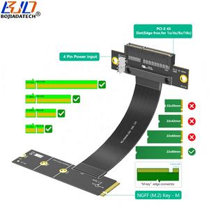 180องศา PCI-E 4.0ช่องเสียบ4X ไปยัง NGFF <span class=keywords><strong>M</strong></span>.2 NVMe Key-<span class=keywords><strong>M</strong></span> L-Type สายต่อการ์ดอะแดปเตอร์20ซม. พร้อมไฟ15PIN SATA - Product Image 2