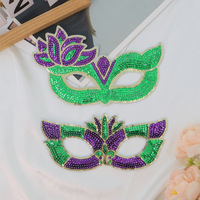Masque pour les yeux en PVC à paillettes, trois couleurs or, violet, vert, avec motif floral, pour les fêtes de carnaval et de Mardi Gras