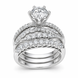 Set di Anelli di Fidanzamento in Zirconia a Doppio Strato Cavo per Donne, Gioielli da Sposa e da Sera - Product Image 1