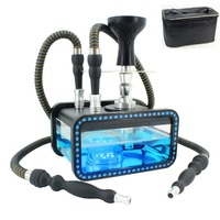 Chicha en acrylique de forme unique en gros avec lumière LED, ensemble de chicha à double tuyau en acrylique