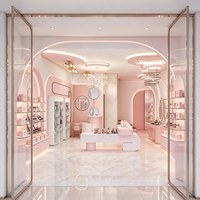 Vitrine de boutique en bois personnalisable de haute qualité Éclairage LED Meubles de design d'intérieur commercial pour vitrine de cosmétiques
