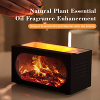Humidificateur à brume d'huile essentielle avec simulation réaliste de flamme de cheminée 3D, alimenté par USB, pour voiture, bureau, table de chevet