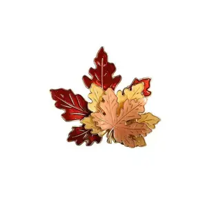 Wholesale Customization plant metal Gold Plate Maple Leaf Badge Soft Enamel Lapel Pin For Clothes