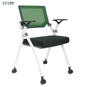 Kursi lipat jaring terpasang Modern tanpa roda, kursi lipat latihan pengunjung dengan meja tulis
