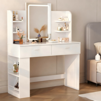 Table de maquillage moderne de luxe écologique avec miroir lumineux sur pied, design pour chambre à coucher et salon, coiffeuse