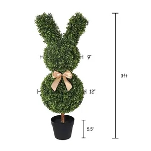 OH ARTS Árbol Topiario Artificial en Forma de Conejo de 35'' Resistente a los Rayos UV, Planta Topiaria de Boj Artificial <span class=keywords><strong>con</strong></span> Maceta de Plástico Negra - Product Image 2