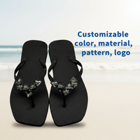 Sandales de plage pour femmes à plateforme et tongs avec semelle en caoutchouc EVA, logo personnalisé, chaussures d'été, strass