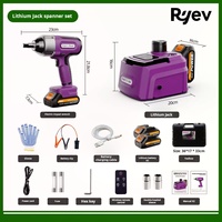 Cric hydraulique électrique 12V 5 tonnes avec manomètre, gonfleur de pneus et clé à chocs – Outils d'urgence pour le changement de pneus de voiture