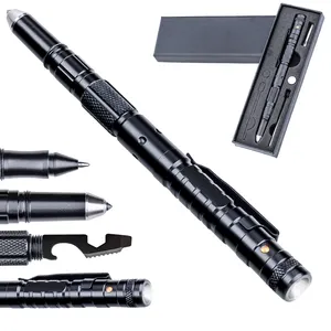 Hot Sale Portable Outdoor Multi-function Tactical Ballpoint Pen With Led Light For Self Defense