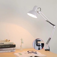 Lampe de bureau en métal avec pince Bras articulé réglable Lampe de table d'architecte Lampe à pince à col de cygne pour la maison Bureau Étude Lecture