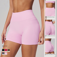 Shorts de yoga taille haute sans coutures pour femmes, effet push-up, contrôle du ventre, respirants, pour la gym et le cyclisme, avec logo – Vente en gros