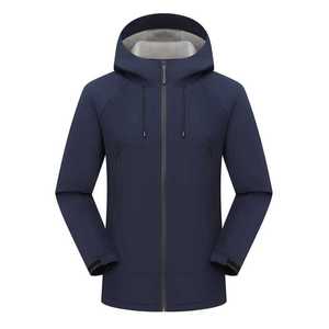 Veste coupe-vent unisexe avec doublure intérieure, vêtements de travail à capuche contrastés de couleur unie pour l'hiver - Product Image 4