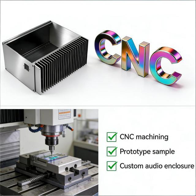 Custom Brushed Aluminum Single-Side Heat Sink CNC Split HIFI Audio Power Amplifier Enclosure IP67 Protection 5000W Max Power