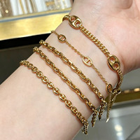 Pulseras de Cadena de Oro Sólido de 18K AU750, Varios Estilos, Pulseras Apilables de Oro Sólido para Mujer, Joyería Fina al por Mayor