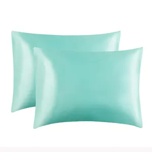 100% 真丝染色枕套，用于头发和皮肤超柔软奢华缎面枕套，带标志