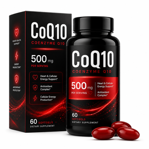 CoQ10 Haute Concentration 500mg Gélules Molles pour <span class=keywords><strong>la</strong></span> Santé Cardiaque et <span class=keywords><strong>la</strong></span> Production d'Énergie Cellulaire Complément Quotidien <span class=keywords><strong>de</strong></span> Bien-être Vente en Gros 60 Gélules Molles - Product Image 1