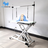 Hauteur réglable en acier inoxydable chien chat exposition Table pliante hydraulique Air-levage LED illuminé fournitures de toilettage pour animaux de compagnie petit