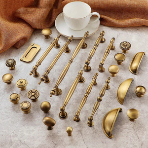 Tay nắm tủ bằng đồng thau nguyên khối cổ điển, kiểu hiện đại, dùng cho tủ, ngăn kéo, đồ nội thất, nhà bếp - Product Image 2