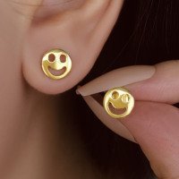 Boucles d'oreilles clous FOXI en argent 925, petites boucles d'oreilles visage souriant, clous visage joyeux en argent sterling 925, boucles d'oreilles conque tragus