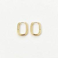 Boucles d'oreilles minimalistes en laiton poli plaqué or, design géométrique, haut de gamme, élégantes, style discret, manchettes d'oreille raffinées