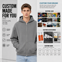 Sweat-shirt à capuche zippé pour homme avec logo personnalisé, en molleton oversize, épaules tombantes, poche kangourou, vêtement décontracté, service OEM