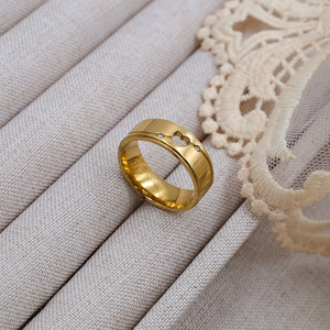 Heart Shape Hollow <b>Titanium</b> Steel <b>Ring</b> Gold Women's Fashion Jewelry Gift - Product Image 1