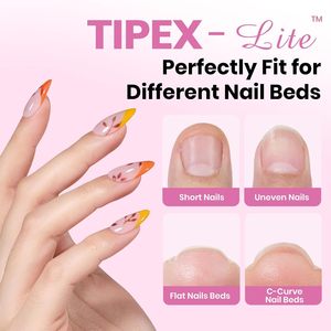 ปลายเล็บอะคริลิค Tipex <span class=keywords><strong>Lite</strong></span> Apex รูปทรงอัลมอนด์ ขนาดกลาง 96 ชิ้น 16 ขนาด สำหรับต่อเล็บ แบบมีลายฉลุ ใส สำหรับทำเล็บธรรมชาติ ผลิตในจีน - Product Image 2