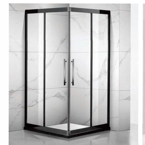 WANJIA-Puerta corrediza de cristal para ducha de baño con marco de aluminio negro de alta calidad - Product Image 1