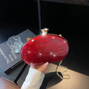 Bolso de mano de acrílico con efecto mármol <span class=keywords><strong>fucsia</strong></span>, con cierre de diamante y cadena, para <span class=keywords><strong>fiesta</strong></span> formal, texturizado, para banquete, rígido, tipo cartera y bolsos de mano - Product Image 3