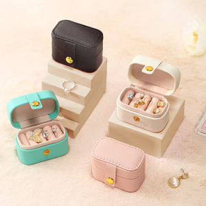 Customized Logo Hot Sale <b>Mini</b> PU Leather Snap Earring Jewelry <b>Box</b> Portable Travel Unfolded 6.5*4.5*4cm Ring <b>Storage</b> Jewelry <b>Box</b> - Product Image 3