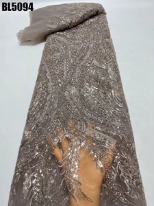 Neueste große Perlen Spitze mit bunten glänzenden Pailletten <span class=keywords><strong>George</strong></span> Seide Blume Stein Perlen Spitze für afrikanische Party und Hochzeits kleid - Product Image 6