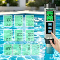 Nuevo Medidor de pH, TDS, EC, Cloro, ORP, Salinidad, Gravedad Específica y Temperatura para Piscinas, Medidor de Cloro para Pruebas de Piscinas