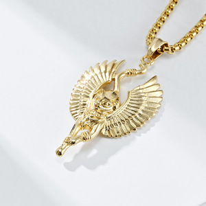 Collier Pendentif Déesse Chat Bastet Égyptienne Ancienne en Acier Inoxydable avec Ailes, Bijou Unisexe, Cadeau - Product Image 4