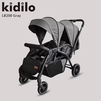 Kidilo LB200 Poussette double pour bébés Landau pour jumeaux Poussette deux places pour enfants Vente en gros d'usine