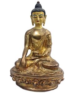 Estatua tibetana de Buda, estatua de latón con acabado antiguo budista, artesanía india de alta calidad - Product Image 1