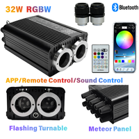 Kit de plafonnier LED 32W Starlight RGBW à fibres optiques scintillantes IP20 avec contrôle par application/télécommande et capteur sonore pour l'ambiance intérieure de voiture et camion