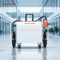 Machine de nettoyage au laser pulsé portable 500W, équipement de nettoyage au laser à fibre pulsée refroidi par air avec roues et échelle