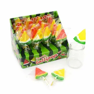 Halal Sweet Fruit Flavors Watermelon Shape Lollipop With Factory Price