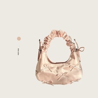 Sac à main plissé en velours pour femme, style coréen, nouvelle collection printemps 2026, très tendance, à porter sous le bras ou à l'épaule, avec fermeture magnétique
