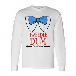 T-shirt à manches longues Tweedle Dum I'm With Dee, costume d'Halloween pour adulte, en coton, impression sérigraphique - Product Image 2