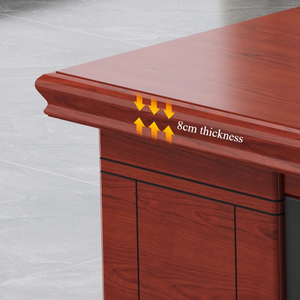 Ensemble de bureau de direction classique en bois, <span class=keywords><strong>table</strong></span> de patron en forme de L avec bibliothèque, mobilier de bureau traditionnel de luxe - Product Image 4