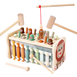 Jeu d'activités sensorielles pour enfants de 5 <span class=keywords><strong>à</strong></span> 7 ans, jouet en bois Montessori, jeu de martelage, <span class=keywords><strong>xylophone</strong></span>, jeu de pêche, respectueux de l'environnement - Product Image 1
