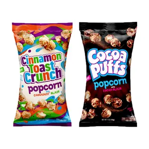 Sacchetto d'imballaggio del Popcorn dei chip del biscotto dello spuntino dell'alimento del sacchetto dell'imballaggio del rinforzo laterale della guarnizione 150G 8oz del foglio di plastica laminato stampa su ordinazione