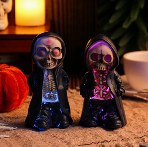 DAMAI Figura de Esqueleto Gótico de Resina para Niños, Estilo Ceñudo con Túnica Negra, Decoración de Halloween para el Hogar, Venta al por Mayor - Product Image 3