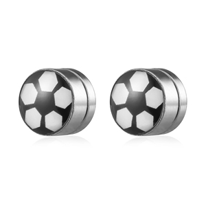 Pendientes Magnéticos Personalizados de Moda Punk Hip Hop Sin Perforación <span class=keywords><strong>para</strong></span> <span class=keywords><strong>Hombre</strong></span>, de Acero de Titanio, con Diseño de Fútbol y Escorpión, de 8mm, Negros - Product Image 3