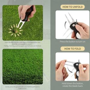 อุปกรณ์เสริมสำหรับกอล์ฟเปล่าเครื่องมือซ่อมกอล์ฟส้อมโลหะสีเขียวพร้อมเครื่องหมายลูกกอล์ฟแบบแม่เหล็ก - Product Image 5