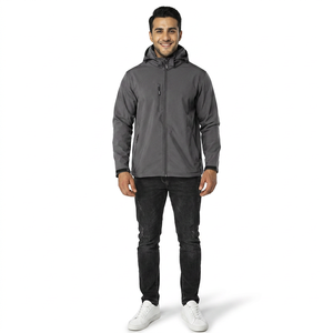 Men's Fashionable Hooded Fleece <b>Jacket</b> Custom Made High Quality Softshell Coat Pattern Decoration <b>Winter</b> Light Knitted Fabric - Product Image 1