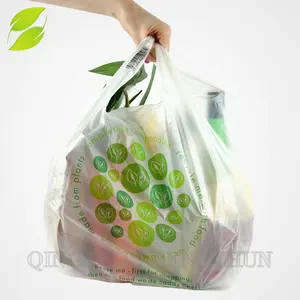 바이오 쇼핑백 100% 생분해 및 퇴비화 PBAT 티셔츠 쇼핑백 생분해성 가방 쇼핑