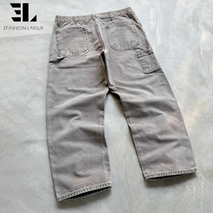 Брюки-карго LARSUR из плотного денима с эффектом потертости, без наколенников, для плотницких работ, тактические, для скейтбординга, рабочие, из твила - Product Image 2